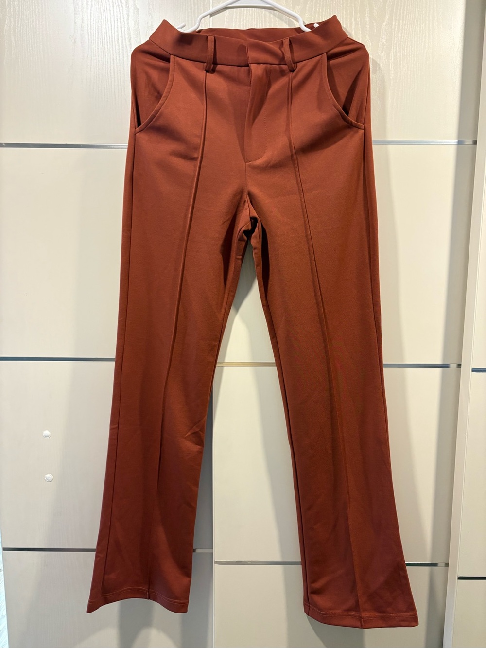 Fashion Nova Rust High-Waisted Straight-Leg Pants